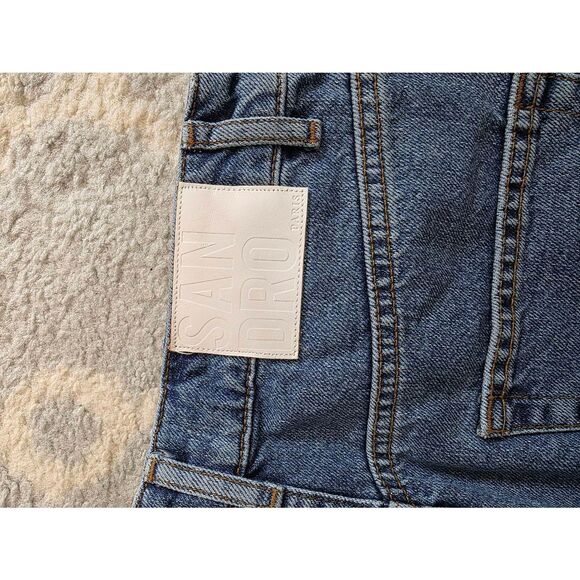 Sandro Silver Metallic Denim Mini Skirt 1 - Picture 6 of 11